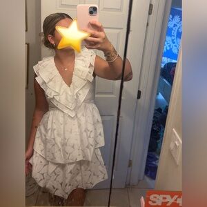 LILLY PULITZER beautiful white dress with ruffles and pearl details